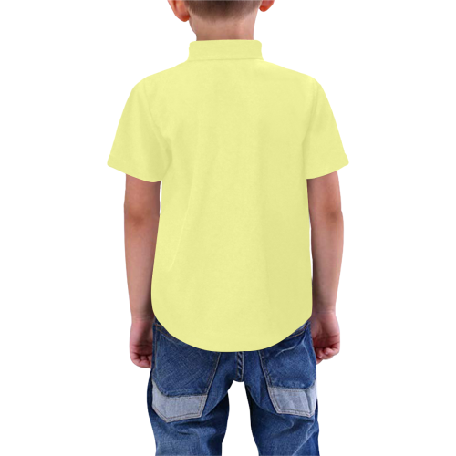 color canary yellow Boys' All Over Print Short Sleeve Shirt (Model T59)