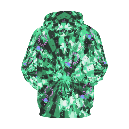 Spaced Out Green Tie-Dye Alien All Over Print Hoodie for Men (USA Size) (Model H13)
