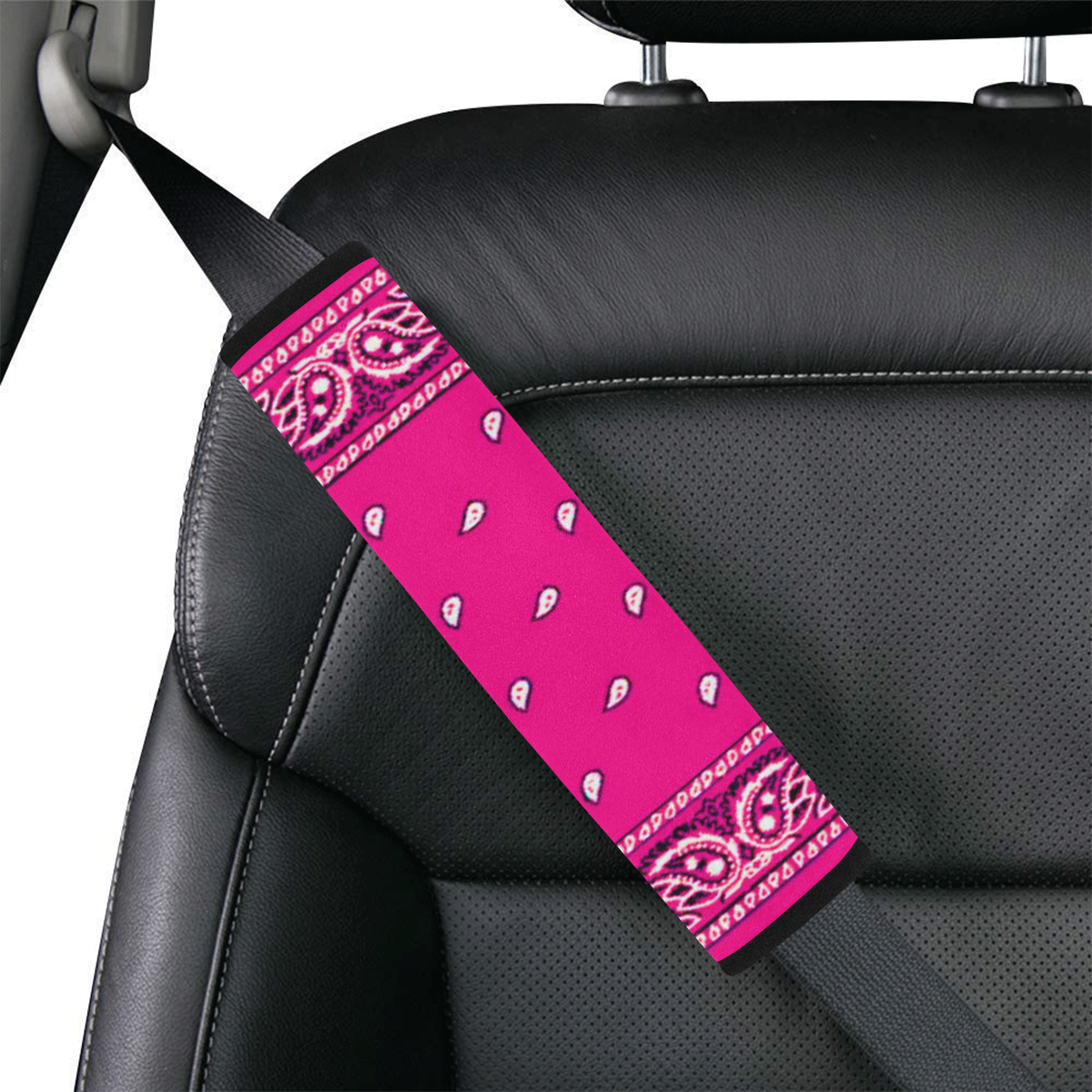KERCHIEF PATTERN PINK Car Seat Belt Cover 7''x12.6''