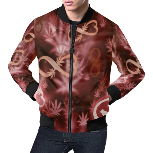 INFINITY RED COSMOS All Over Print Bomber Jacket for Men (Model H19)