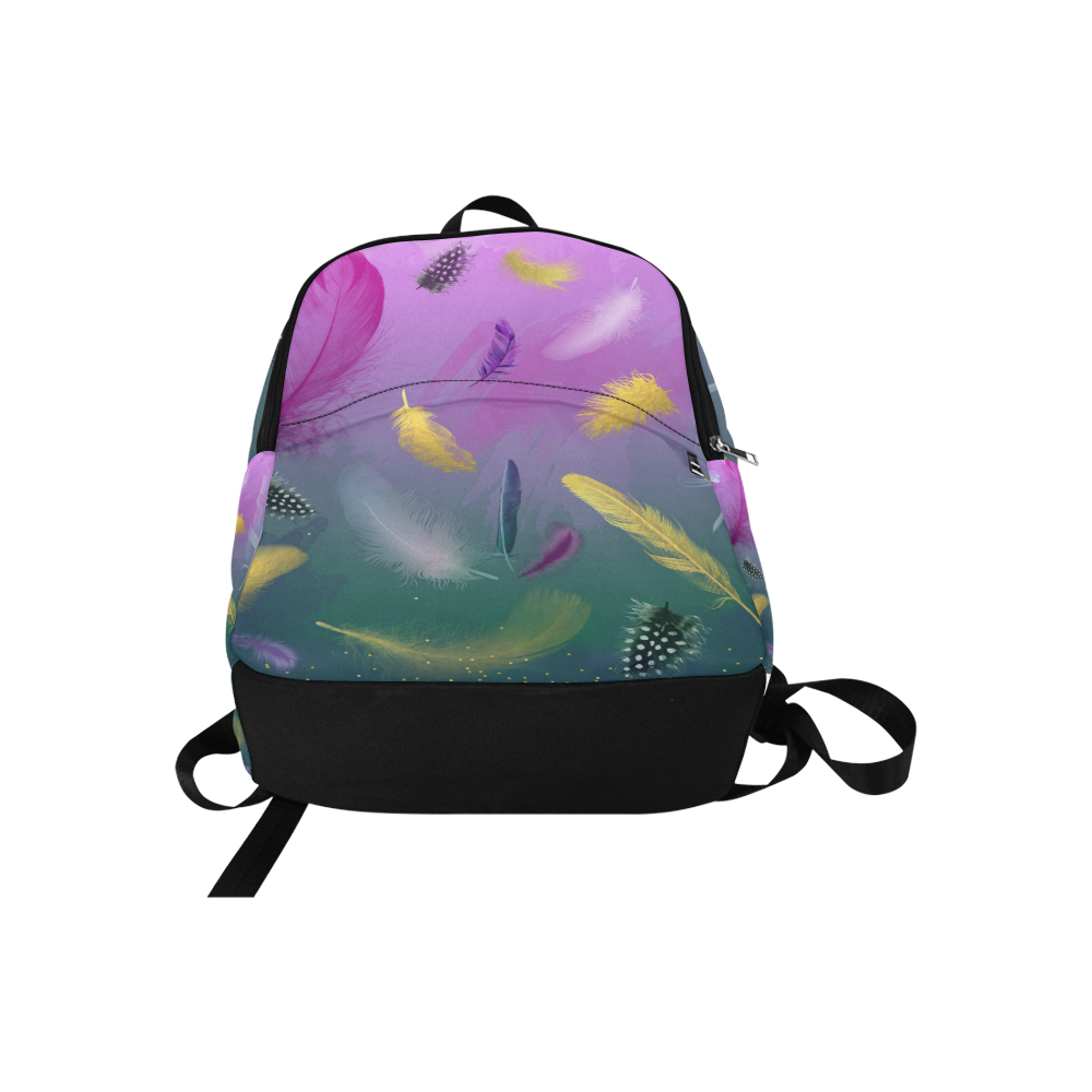 Dancing Feathers - Pink and Green Fabric Backpack for Adult (Model 1659)