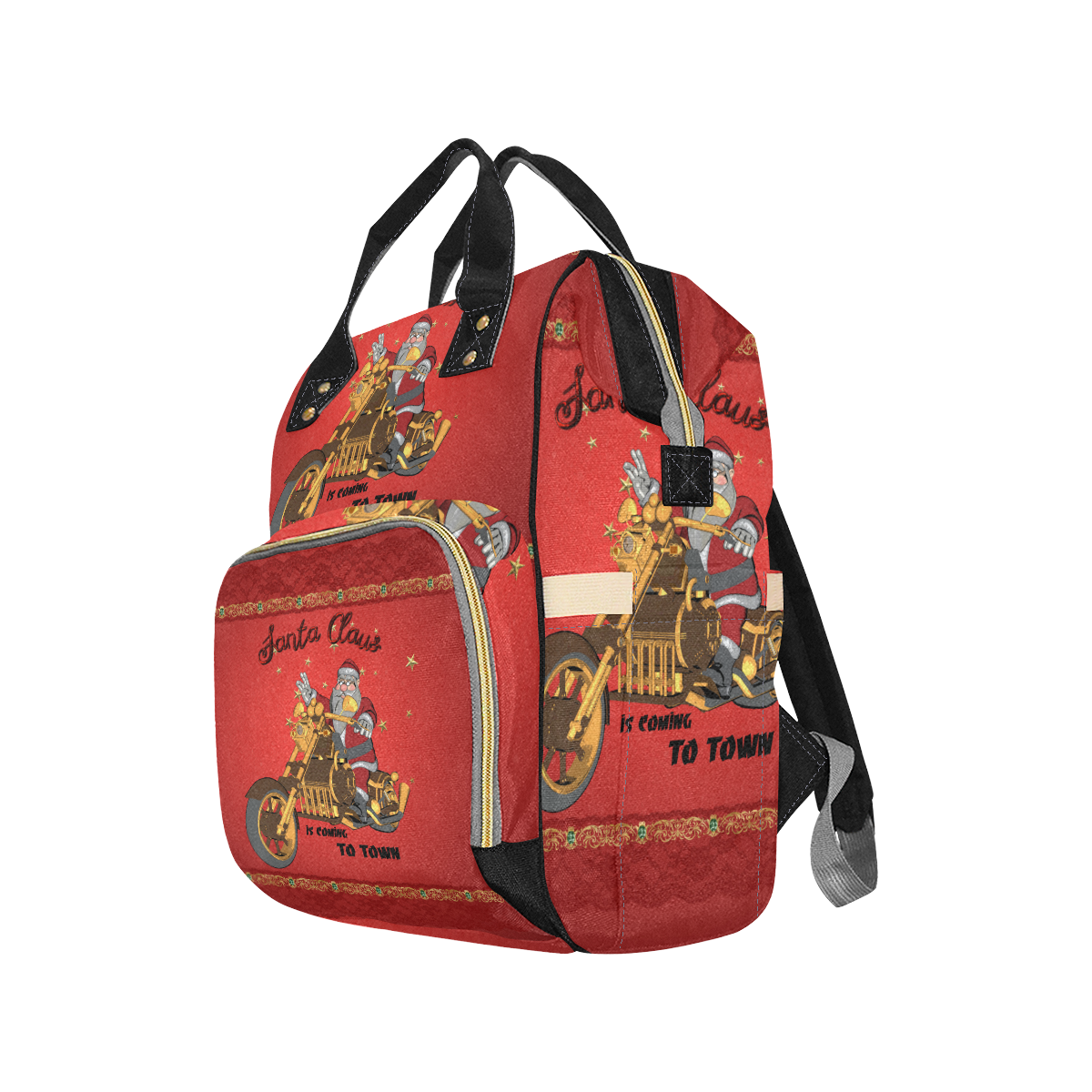 Santa Claus wish you a merry Christmas Multi-Function Diaper Backpack/Diaper Bag (Model 1688)