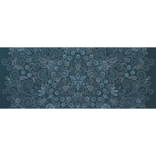 Blueberry Field, Blue, Watercolor Mandala Gift Wrapping Paper 58"x 23" (5 Rolls)