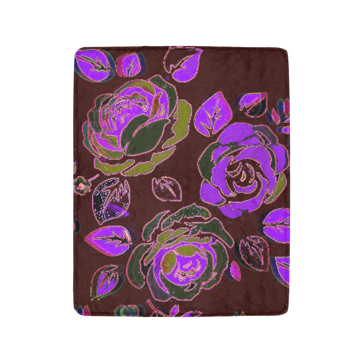 Large  Roses Chocolate Lavender Ultra-Soft Micro Fleece Blanket 40"x50"