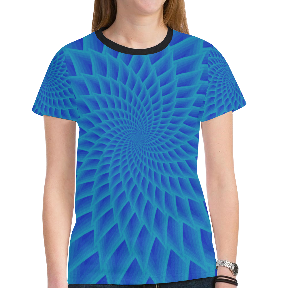 Blue net New All Over Print T-shirt for Women (Model T45)