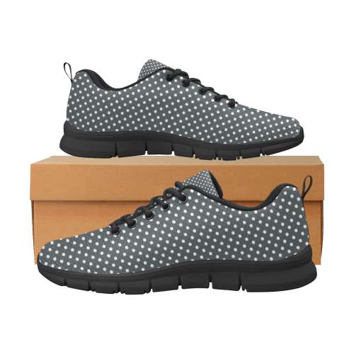 Silver polka dots Women's Breathable Running Shoes/Large (Model 055)