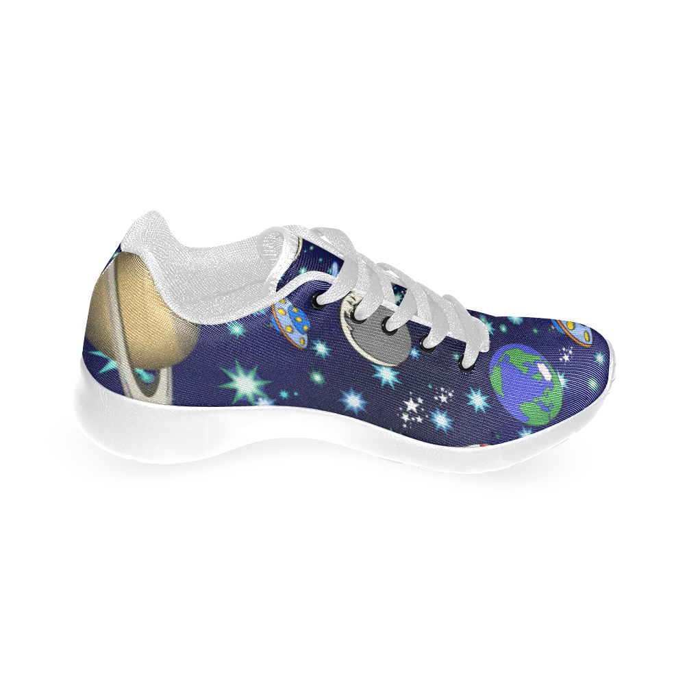 Galaxy Universe - Planets,Stars,Comets,Rockets (White Laces) Men's Running Shoes/Large Size (Model 020)