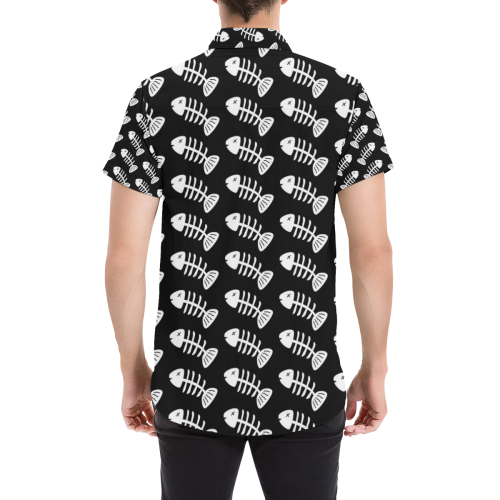 Fish Bones Pattern Men's All Over Print Short Sleeve Shirt (Model T53)
