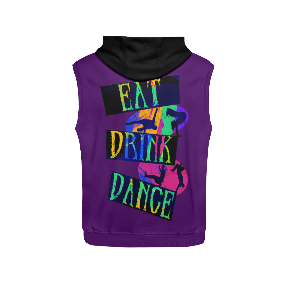 Break Dancing Colorful / Purple / Black All Over Print Sleeveless Hoodie for Men (Model H15)
