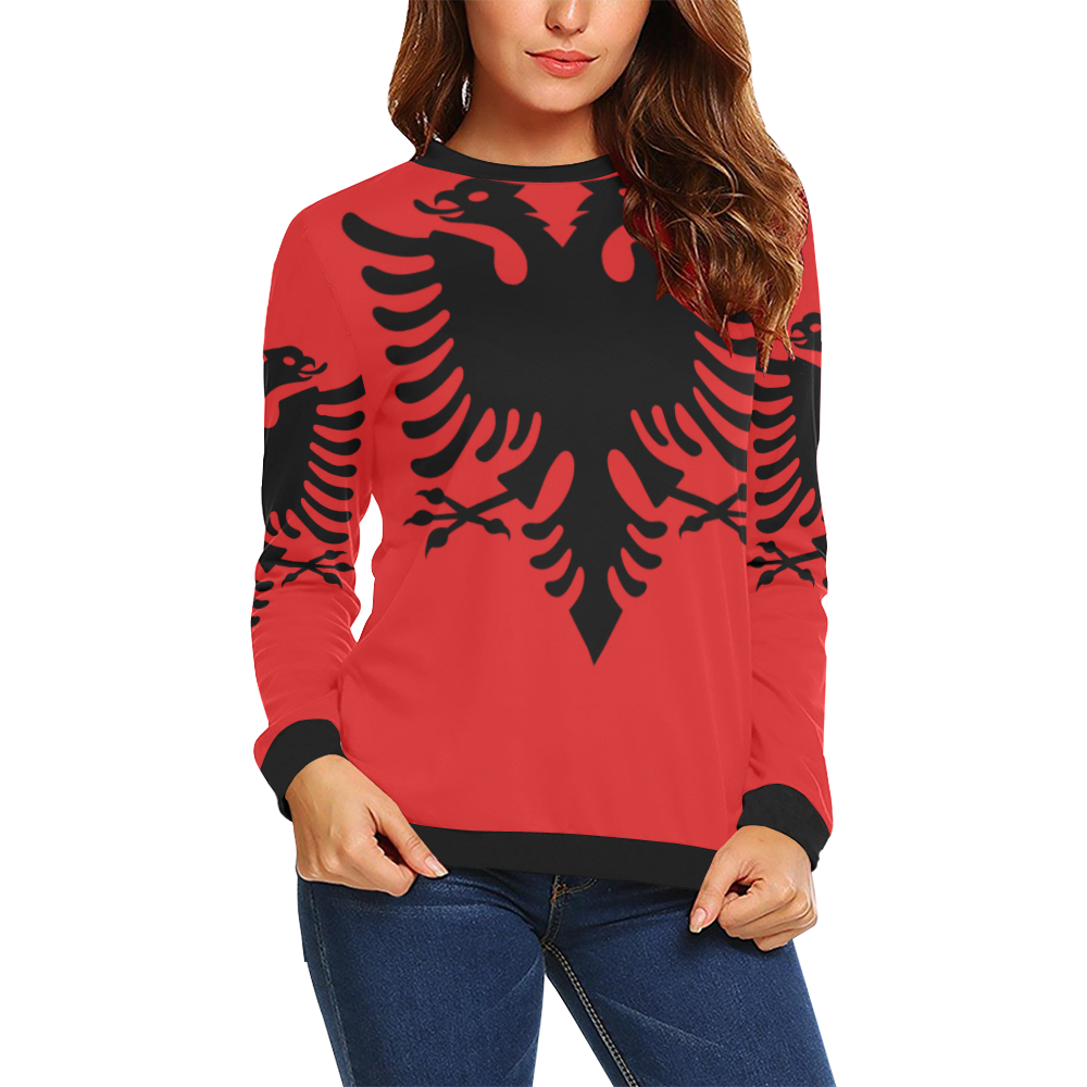 ALBANIA All Over Print Crewneck Sweatshirt for Women (Model H18)