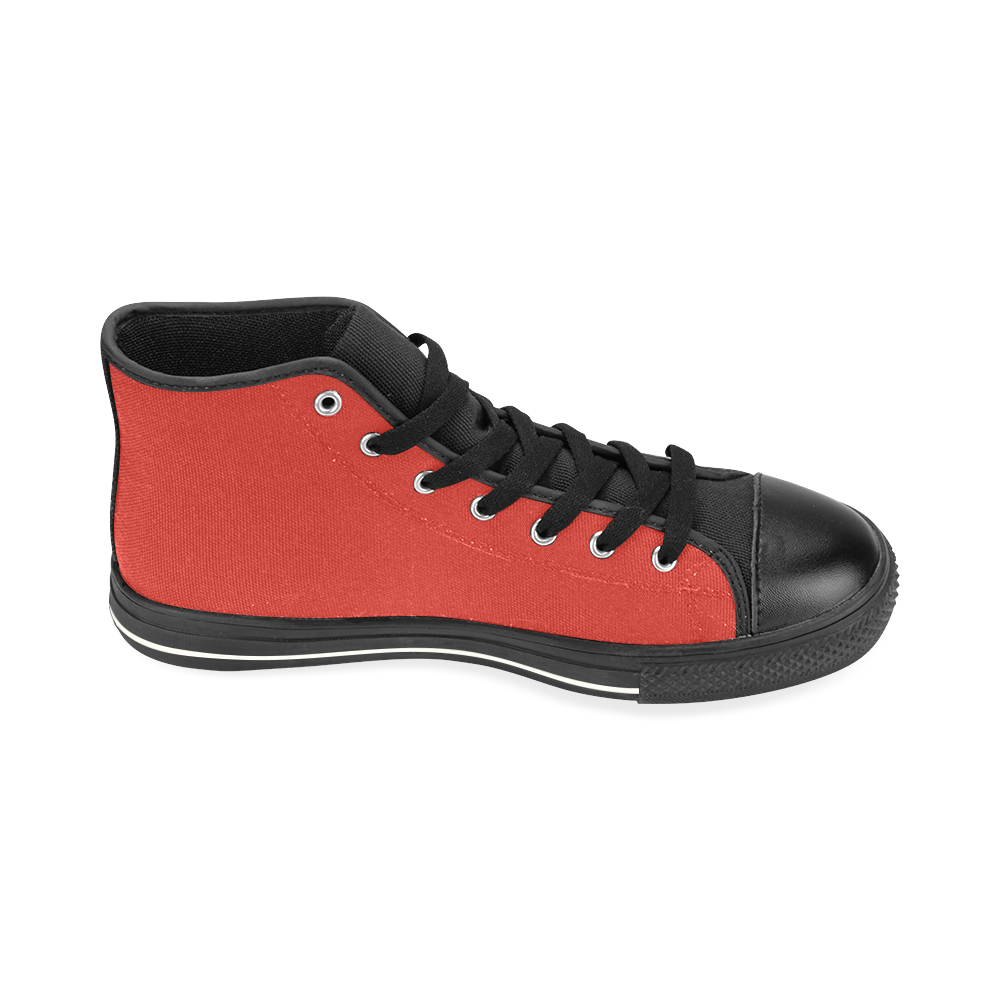 Cherry Tomato Red and Black High Top Canvas Shoes for Kid (Model 017)