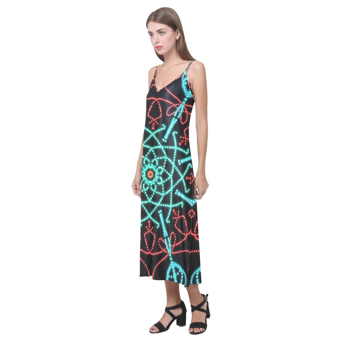 :Convergence: V-Neck Open Fork Long Dress(Model D18)