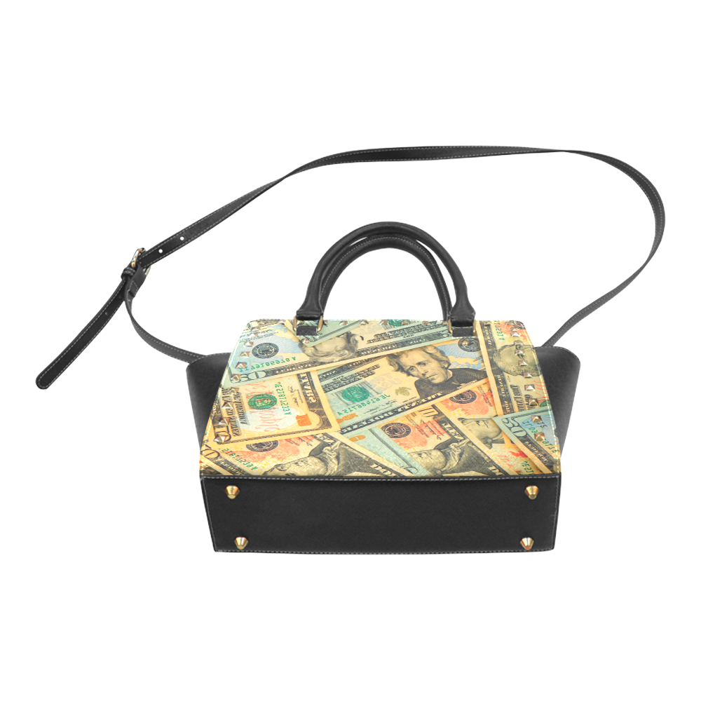 US DOLLARS 2 Rivet Shoulder Handbag (Model 1645)