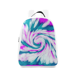 Turquoise Pink Tie Dye Swirl Abstract School Backpack/Large (Model 1601)