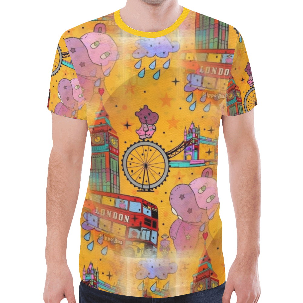 Hippo in London by Nico Bielow New All Over Print T-shirt for Men (Model T45)