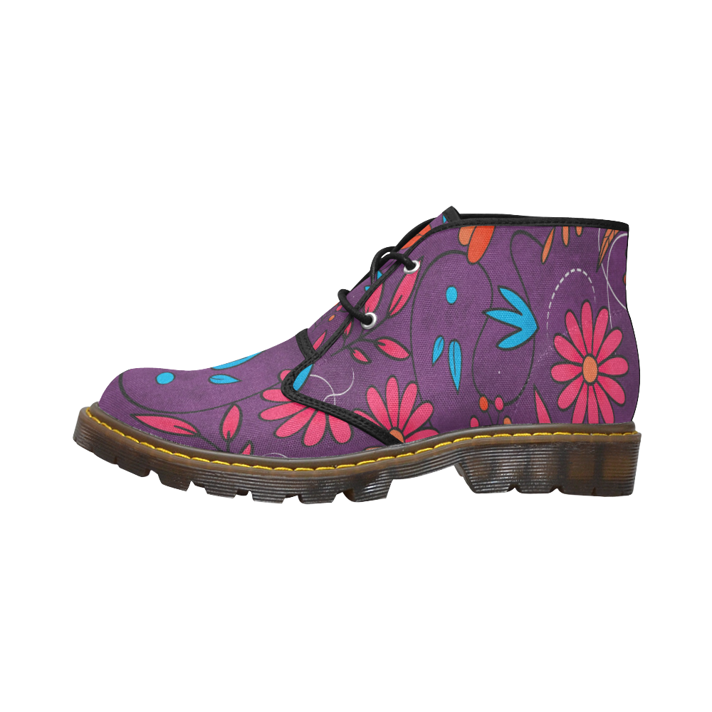 FLORAL DESIGN 3 Women's Canvas Chukka Boots/Large Size (Model 2402-1)