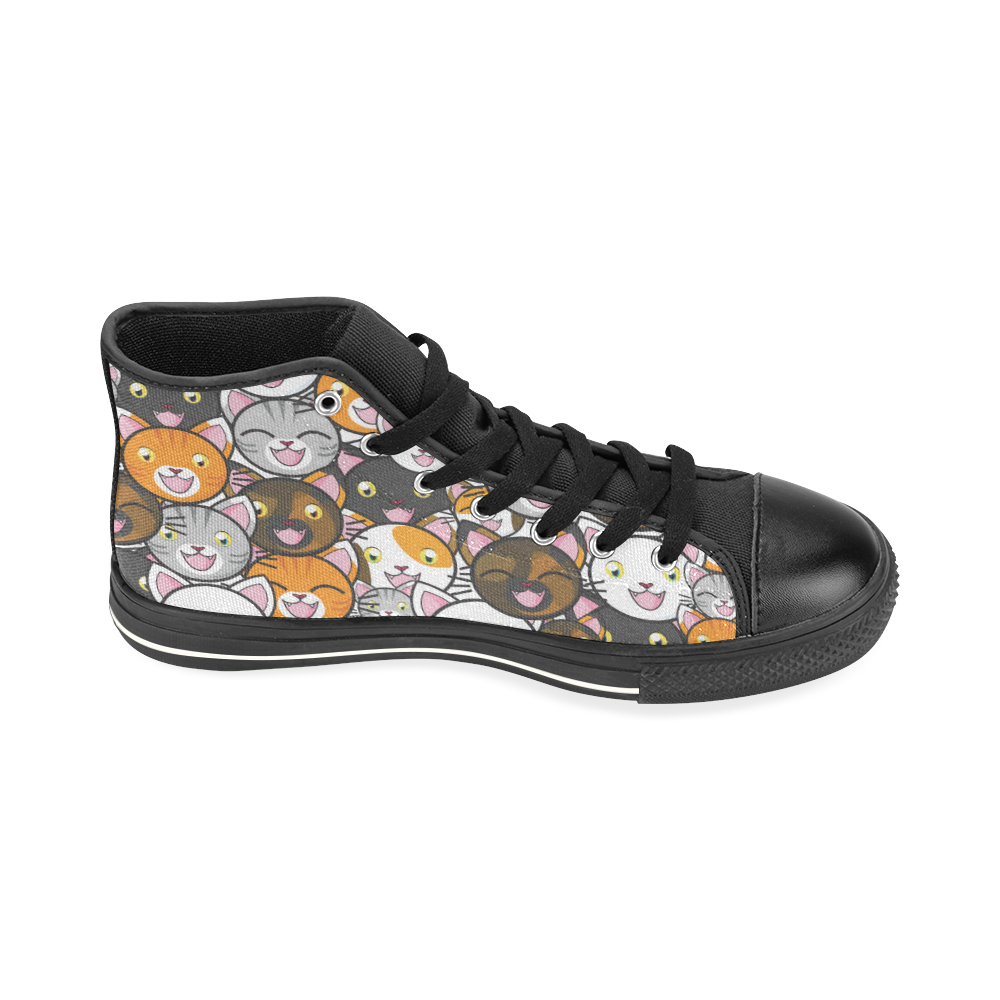 Funny Cats All Over High Top Canvas Shoes for Kid (Model 017)