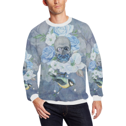 Gothic Skull With Butterfly All Over Print Crewneck Sweatshirt for Men (Model H18)