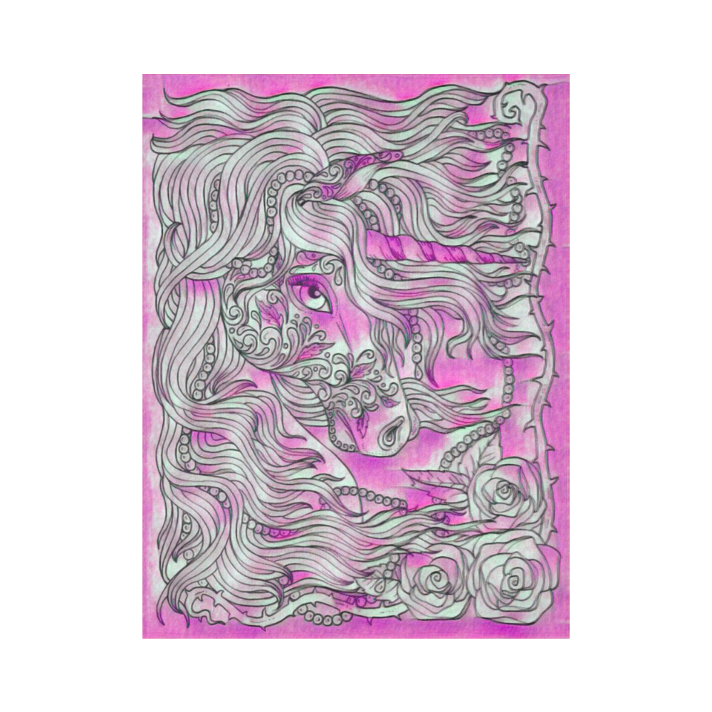 Cotton Candy Plush Unicorn Pink Blacklight Rave Cotton Linen Wall Tapestry 60"x 80"