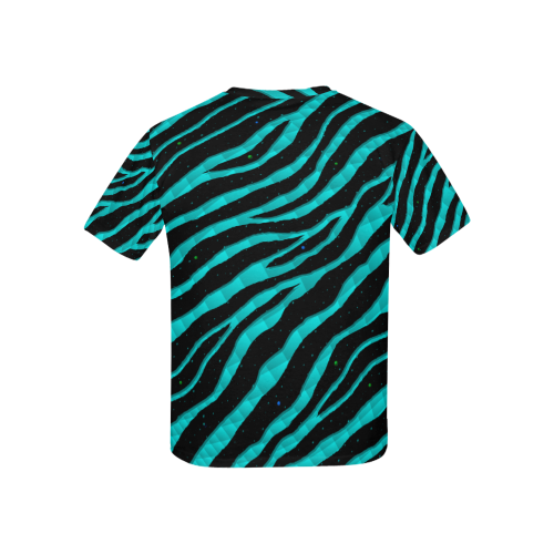 Ripped SpaceTime Stripes - Cyan Kids' All Over Print T-shirt (USA Size) (Model T40)