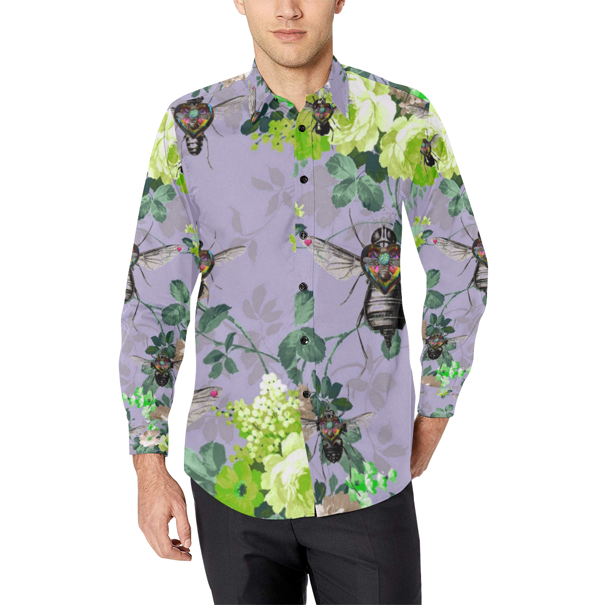 Psychedelic Beescape Men's All Over Print Casual Dress Shirt (Model T61)