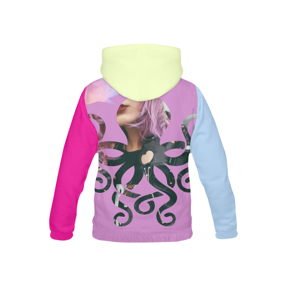 Black octopusicorn in cotton candy by PiccoGrande All Over Print Hoodie for Kid (USA Size) (Model H13)