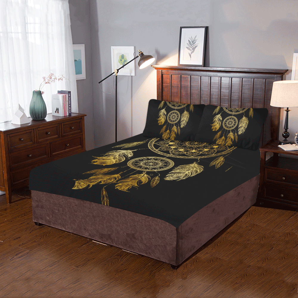 Gold Dreamcatcher 3-Piece Bedding Set