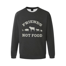 Friends Not Food (Go Vegan) Men's Oversized Fleece Crew Sweatshirt (Model H18)