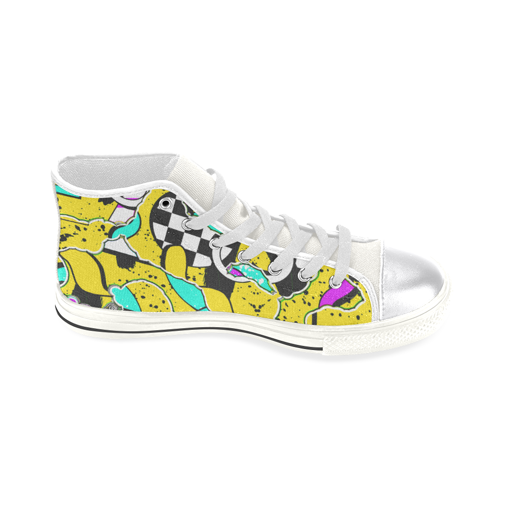 Shapes on a yellow background Women's Classic High Top Canvas Shoes (Model 017)