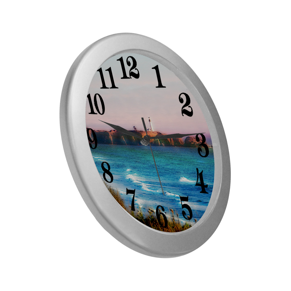 Lighthouse Silver Color Wall Clock