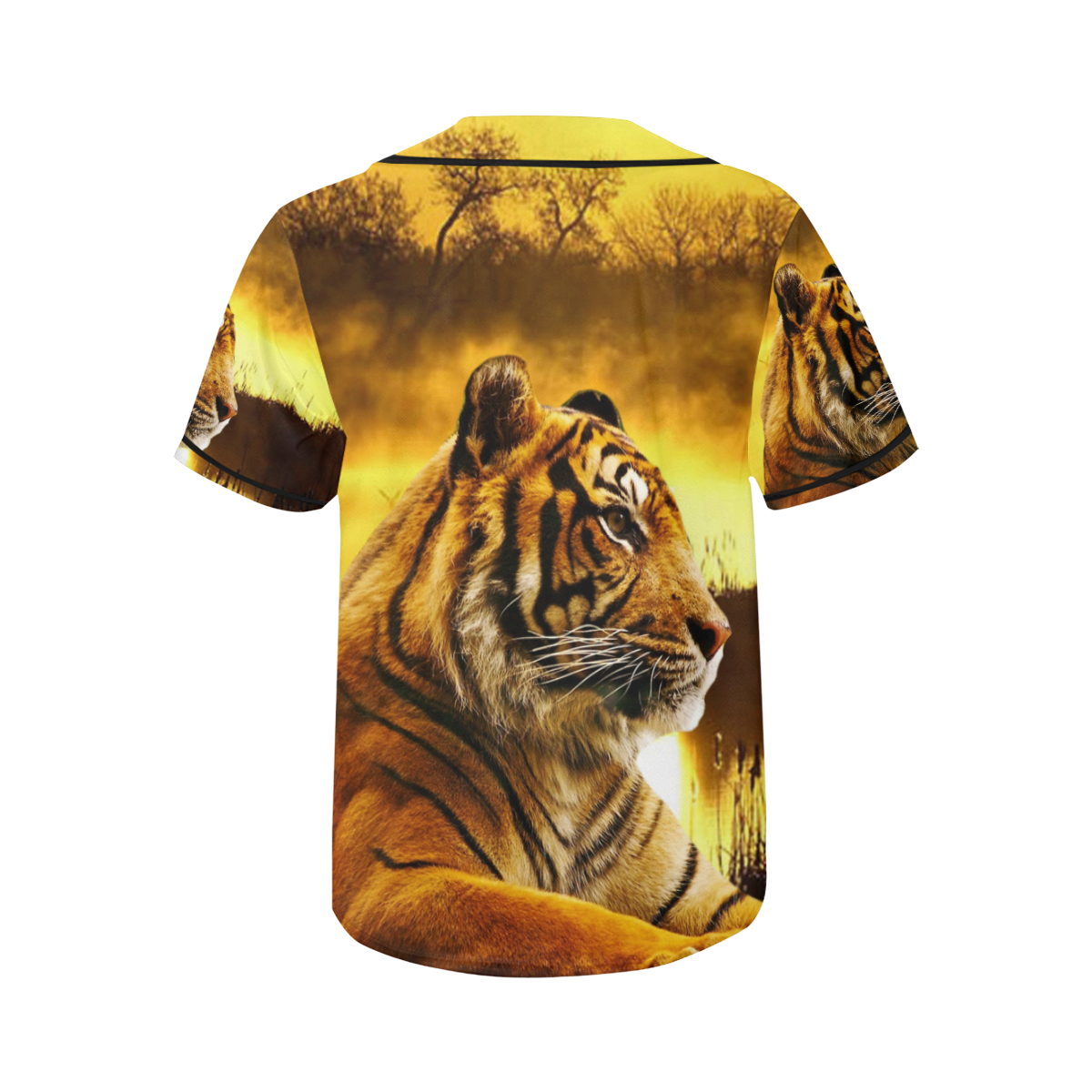 Tiger and Sunset All Over Print Baseball Jersey for Women (Model T50)