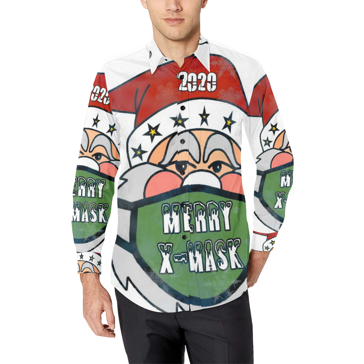 X Mask Christmas by Nico Bielow Men's All Over Print Casual Dress Shirt (Model T61)