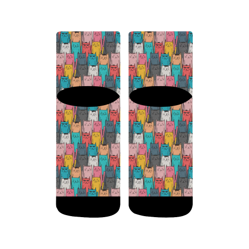 Cartoon Cat Pattern Quarter Socks