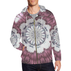 Bejeweled Royal Purple Diadem Fractal Abstract All Over Print Full Zip Hoodie for Men/Large Size (Model H14)