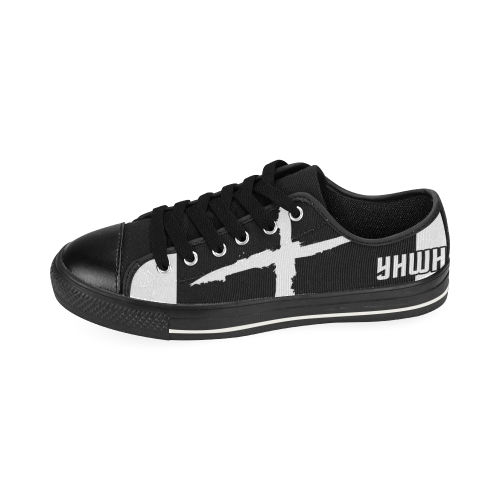 Black Low Top Canvas Shoes for Kid (Model 018)