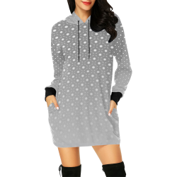 Gray Polkadot All Over Print Hoodie Mini Dress (Model H27)