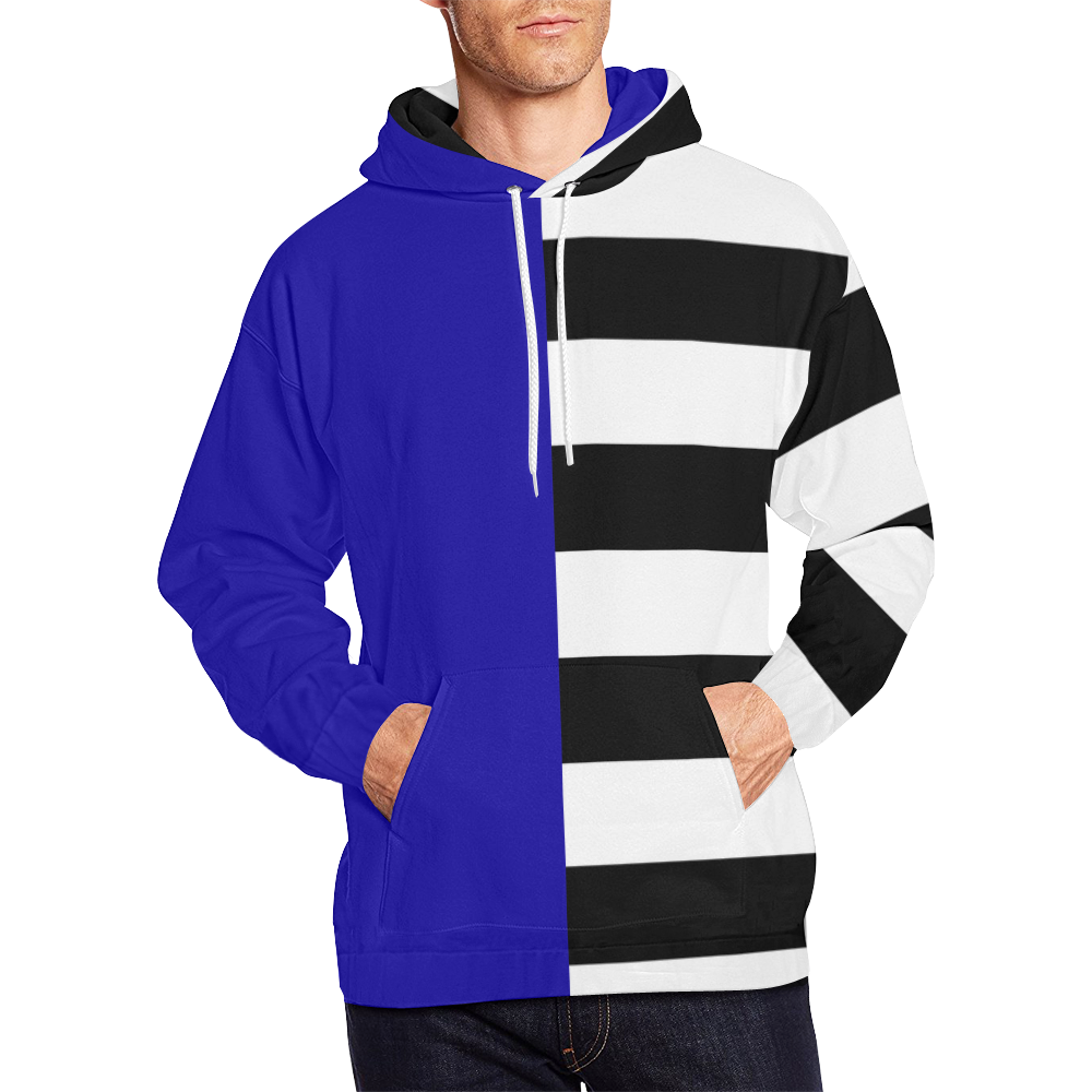 Blue and Stripes Mixed Print All Over Print Hoodie for Men (USA Size) (Model H13)