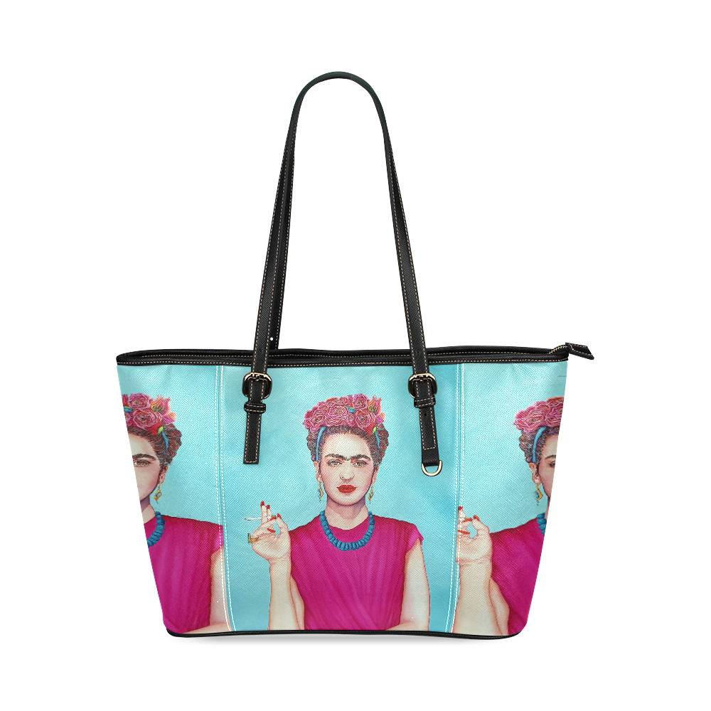 FRIDA IN THE PINK Leather Tote Bag/Small (Model 1640)