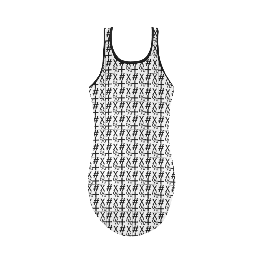 NUMBERS Collection Symbols White/Black Vest One Piece Swimsuit (Model S04)