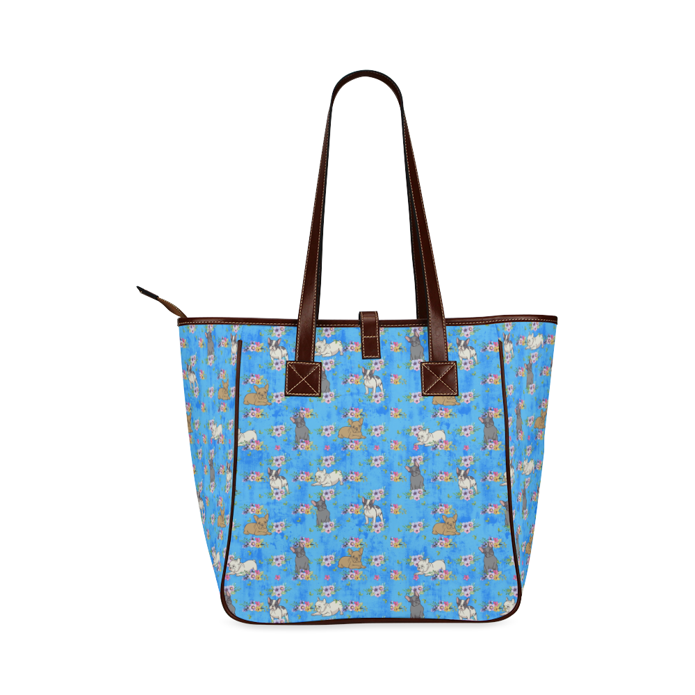 Frenchies in Flowers Classic Tote Bag (Model 1644)