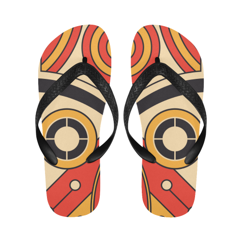 Geo Aztec Bull Tribal Flip Flops for Men/Women (Model 040)