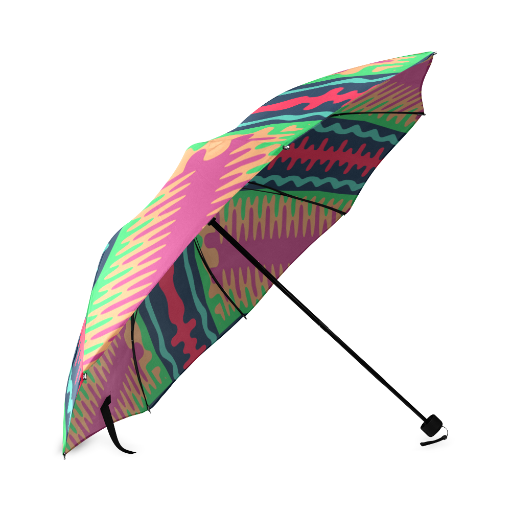 Waves in retro colors Foldable Umbrella (Model U01)