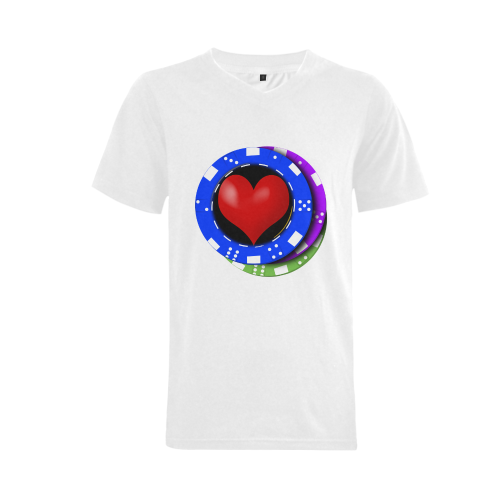 Las Vegas Love Poker Chips Men's V-Neck T-shirt  Big Size(USA Size) (Model T10)