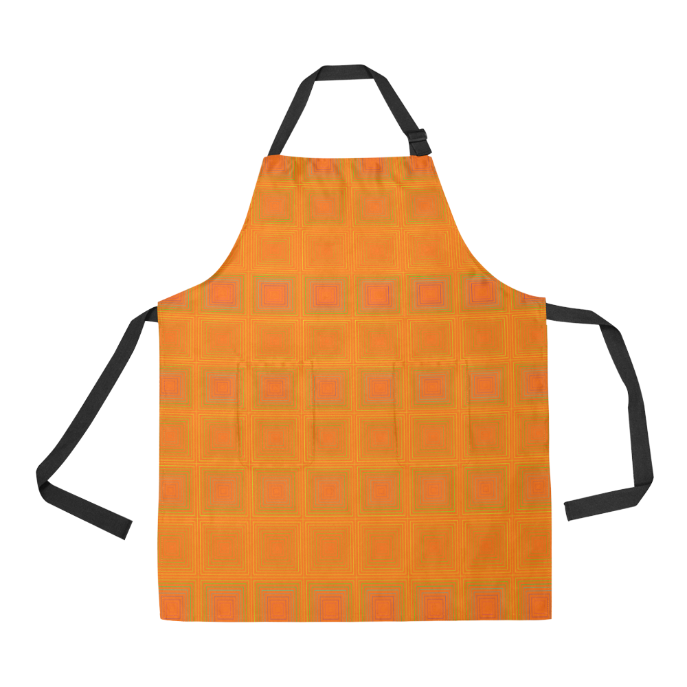 Orange multiple squares All Over Print Apron