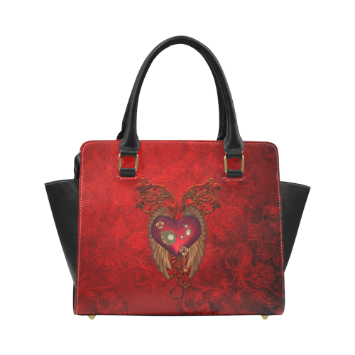 Beautiful heart, wings, clocks and gears Classic Shoulder Handbag (Model 1653)