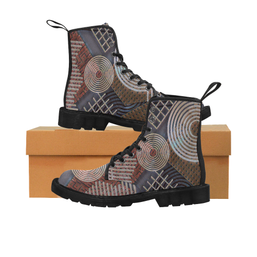 Squares & Circles PG Martin Boots for Men (Black) (Model 1203H)