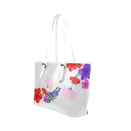 BUNCH OF FLOWERS Leather Tote Bag/Small (Model 1651)