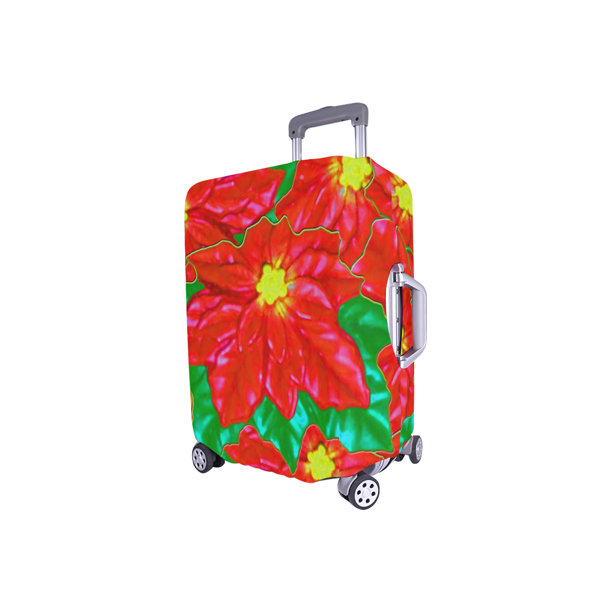 Red Orange Poinsettias Luggage Cover/Small 18"-21"