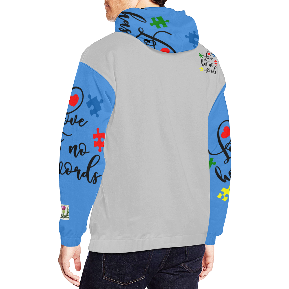Fairlings Delight's Autism- Love has no words Men's Hoodie 53086K3 All Over Print Hoodie for Men/Large Size (USA Size) (Model H13)