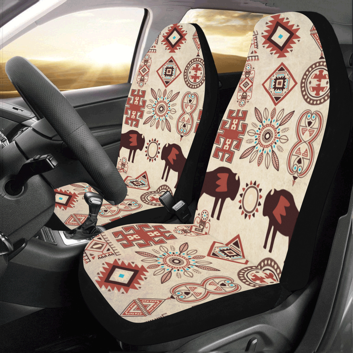 American Native Buffalo Car Seat Covers (Set of 2)